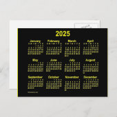 2025 Neon Gele Mini Kalender van Janz Briefkaart (Voorkant / Achterkant)