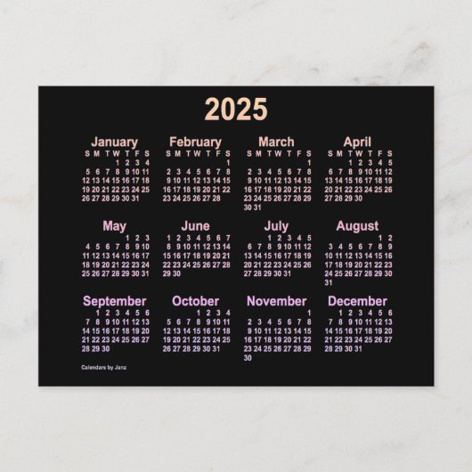 2025 Neon Ipanema Mini Kalender van Janz Briefkaart (Voorkant)