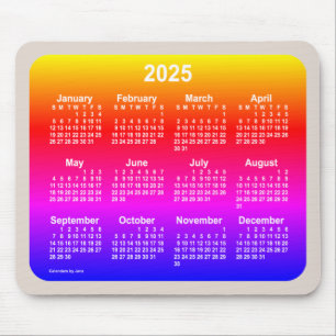 2025 Neon Rainbow-kalender van Janz Two Tone Muismat