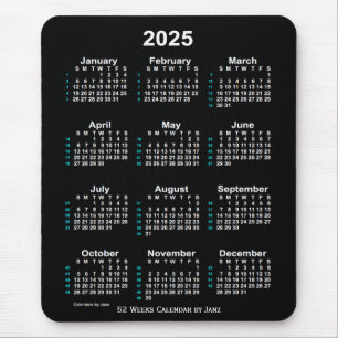 2025 Neon White 52 weken agenda van Janz Muismat
