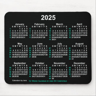 2025 Neon White 52 weken ISO-kalender door Janz Muismat