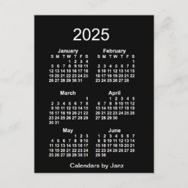 2025 Neon White 6 maanden Mini Calendar van Janz Briefkaart