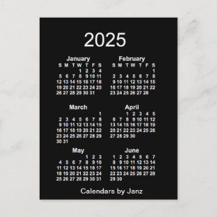 2025 Neon White 6 maanden Mini Calendar van Janz Briefkaart