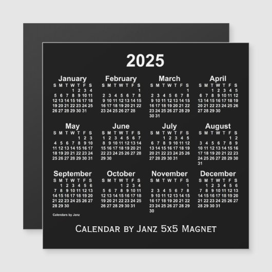 2025 Neon White Agenda door Janz 5x5 Magneet (Voorkant / Achterkant)