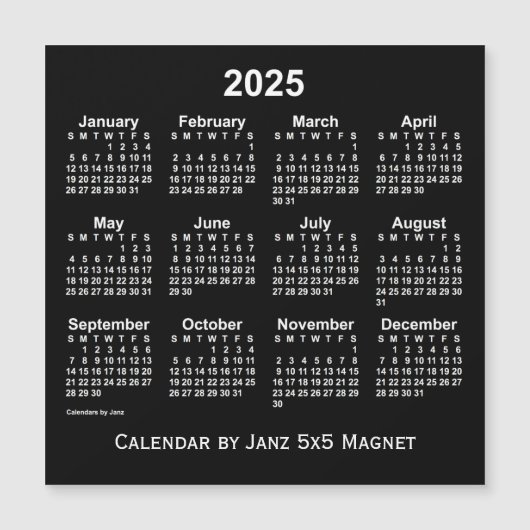 2025 Neon White Agenda door Janz 5x5 Magneet (Voorkant)