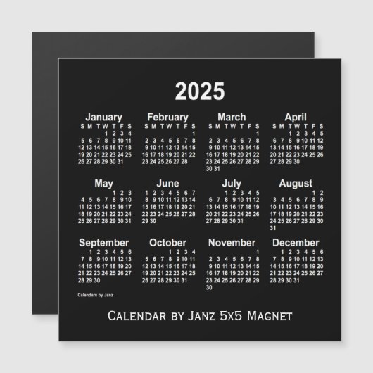 2025 Neon White Agenda van Janz 5x5 Magnet (Voorkant / Achterkant)