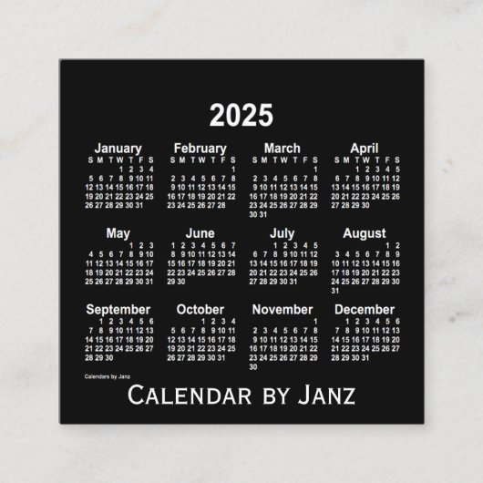 2025 Neon White Agenda van Janz Vierkante Visitekaartje (Voorkant)