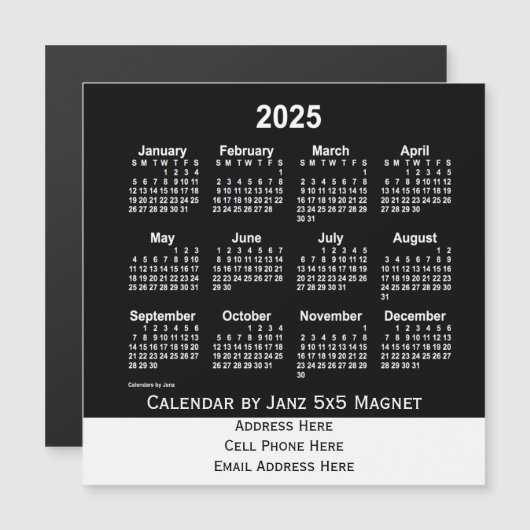 2025 Neon White Business Calendar van Janz (Voorkant / Achterkant)