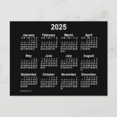 2025 Neon White Mini Calendar van Janz Briefkaart (Voorkant)