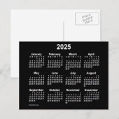 2025 Neon Witte Mini Kalender van Janz Briefkaart (Voorkant / Achterkant)