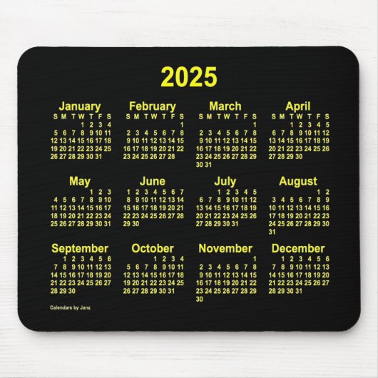 2025 Neon Yellow Agenda van Janz Muismat (Voorkant)