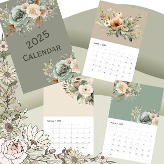 2025 Neutraal Salie Bloemenkalender Kalender
