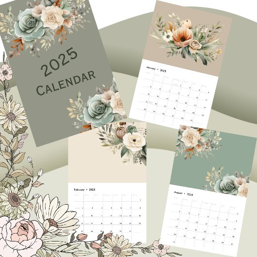 2025 Neutraal Salie Bloemenkalender Kalender