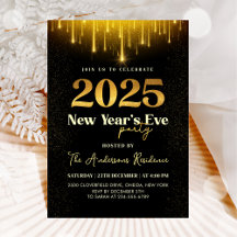 2025 New Year's Eve Party Gold Glitter