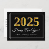 2025 Nieuwjaar - Fancy, luxe, Faux Gold Look Briefkaart (Voorkant / Achterkant)