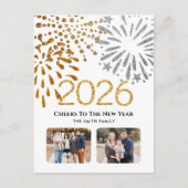 2025 Nieuwjaar Feestelijke Vuurwerk Gouden Familie Feestdagenkaart (Voorkant)