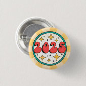 2025 Nieuwjaar Groovy cartoon Tekst Ronde Button 3,2 Cm (Voorkant /achterkant)