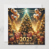 2025 Nieuwjaar in gouden lichten Feestdagenkaart (Voorkant)