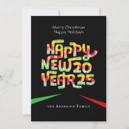 2025 Nieuwjaar Kerstuitnodigingen gepersonaliseerd Feestdagenkaart