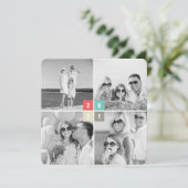 2025 Nieuwjaar Kleurblokken Vier Fotocollage Feestdagenkaart (Staand voorkant)