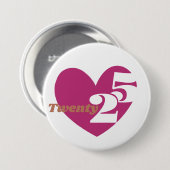 2025 Nieuwjaar Love Twenty 25 Badge Button (Voorkant /achterkant)