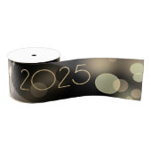 2025 Nieuwjaar met gouden bubbels Grosgrain Lint (Spoel)