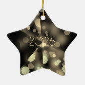 2025 Nieuwjaar met gouden bubbels Keramisch Ornament (Achterkant)