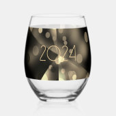 2025 Nieuwjaar met gouden bubbels Wijnglas Zonder Voet (Achterkant)