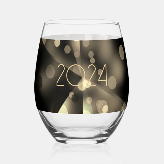2025 Nieuwjaar met gouden bubbels Wijnglas Zonder Voet (Achterkant)