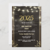 2025 Nieuwjaar Zwart Goud Modern Custom Add Year Kaart (Voorkant)