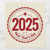 2025 Nieuwjaarsdag Wijnlabel Wijn Etiket (Enkel label)
