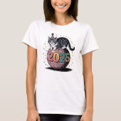 2025 Nieuwjaarsviering Cat Unisex Softstyle T-shirt (Voorkant)