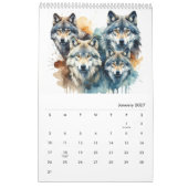 2025 Noord-Amerikaanse Waterverf Wolf Kalender (Jan 2027)