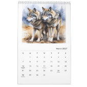 2025 Noord-Amerikaanse Waterverf Wolf Kalender (Mar 2027)