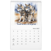 2025 Noord-Amerikaanse Waterverf Wolf Kalender (Mar 2027)