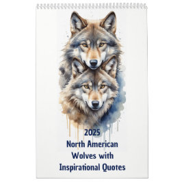 2025 Noord-Amerikaanse Waterverf Wolf Kalender