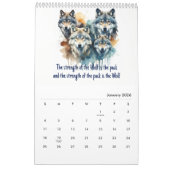 2025 Noord-Amerikaanse Waterverf Wolf Kalender (Jan 2026)
