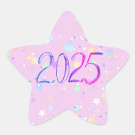 2025 Nummer Nieuwjaar Tekening Leuke Pastel Roze Ster Sticker