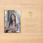 2025 Nursing School afstuderen gouden sierlijke fo Acryl Uitnodigingen (Voorkant)