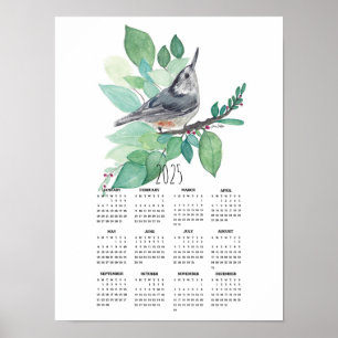 2025 Nuthatch op Branch Poster Kalender