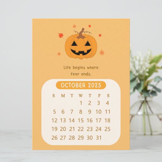 2025 Oktober Maandelijkse Motivatie Kalender Kaart (Staand voorkant)