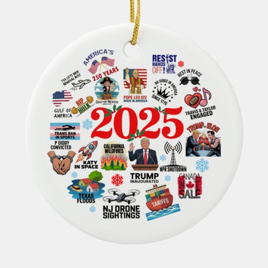 2025 Opmerkelijke evenementen Ornament (Voorkant)