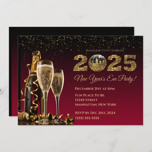 2025 oudejaarsfeest-bal-NYC- Kaart (Voorkant / Achterkant)