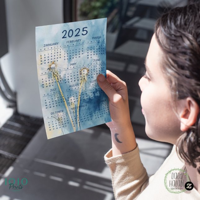 2025  Paardenbloem Achtergrond (Calendar 2025 Dandelion Flower Background - card)