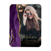 2025 Paarse Agaat Foto Afstuderen Aankondiging Magneet (Verticaal)