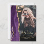 2025 Paarse Agate Foto Afstudeeraankondiging Kaart (Voorkant)