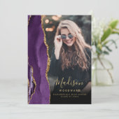 2025 Paarse Agate Foto Afstudeeraankondiging Kaart (Staand voorkant)