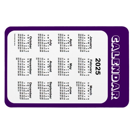 2025 Paarse agenda van Janz 4x6 Magnet Magneet (Horizontaal)