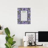 2025 Paarse Bloemen Wandkalender Poster (Thuiskantoor)