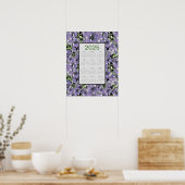 2025 Paarse Bloemen Wandkalender Poster (Keuken)